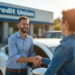 happy driver purchasing dream car through affordable credit union auto loan