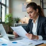 business owner reviewing payroll tasks to decide outsourcing needs